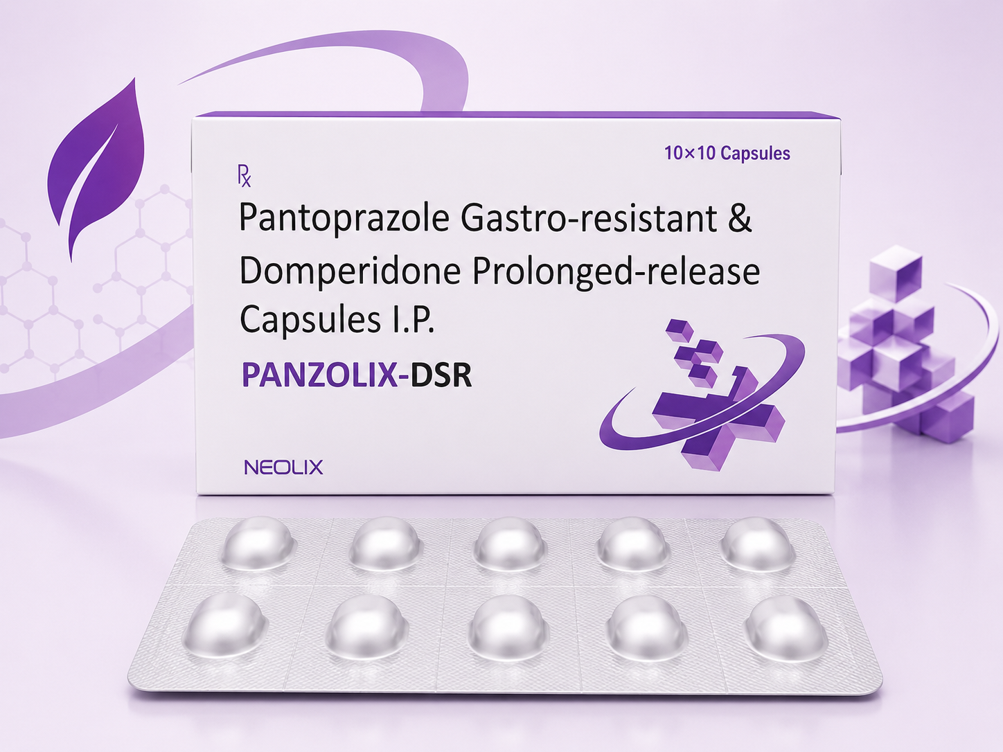 Panzolix-DSR capsules pack — Pantoprazole Gastro-resistant and Domperidone Prolonged-release IP